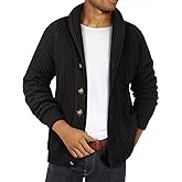 Ryannology Mens Shawl Neck Cardigan Sweater Cable Knit Button Up Closure with Pockets Winter Sweaters Outerwear