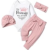 TyeSmo Infant Newborn Baby Girl Clothes Baby Girl Outfits For All Seasons Long Sleeve Snap Romper Pant Sets With Headband