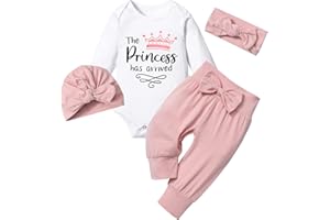 TyeSmo Infant Newborn Baby Girl Clothes Baby Girl Outfits For All Seasons Long Sleeve Snap Romper Pant Sets With Headband