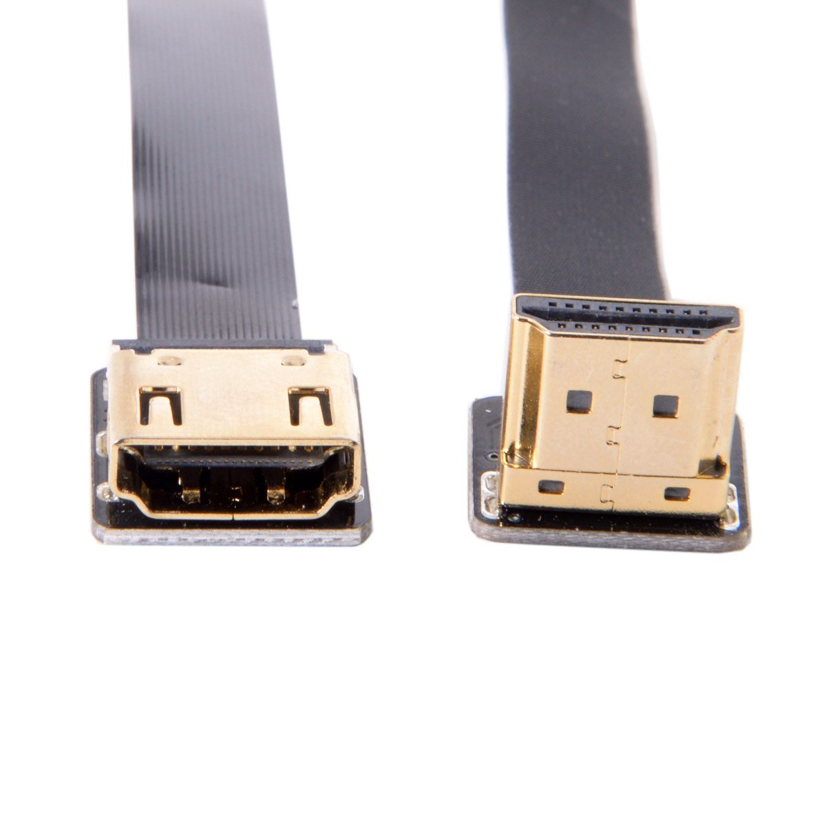 Cablecc CYFPV Up Angled 90 Degree HDMI Male to Female FPC Flat Cable for HDTV Multicopter Aerial Photography 50CM