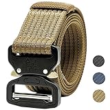 Tactical Belt,1.5 Inch Men's Web Army Military Quick Release Buckle Heavy Duty Belt-Tan 49 inch(Gift Package)