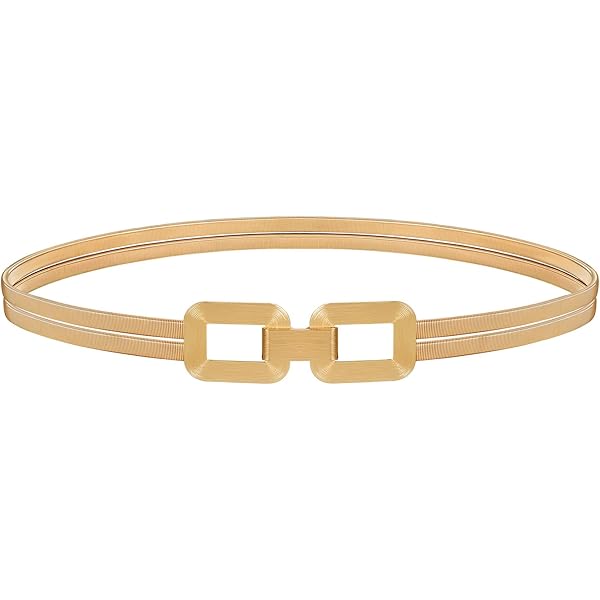 JASGOOD Skinny Metal Waist Belt for Dress Fashion Gold Waistband Elastic  Metal Chain Belt at Amazon Women's Clothing store