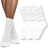 AmazingStone Scrunch Slouchy Crew Socks For Women Cotton Cushioned Athletic Mid Calf Rib Tube 80s Retro Socks Multipairs