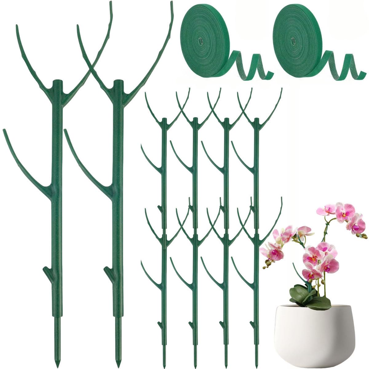 Photo 1 of 10 PCS Stackable Twig, Stackable Plant Support Stakes, Monstera Plastic Support Structures for Indoor & Outdoor Plants, Potted Plants, Flower Other Climbing Plants(Green, 10 Pack, 11."L)