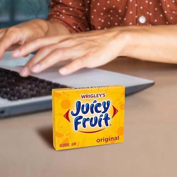 JUICY FRUIT GUM ORIGINAL BUBBLE CHEWING GUM, 15 PIECES (10 PACK)