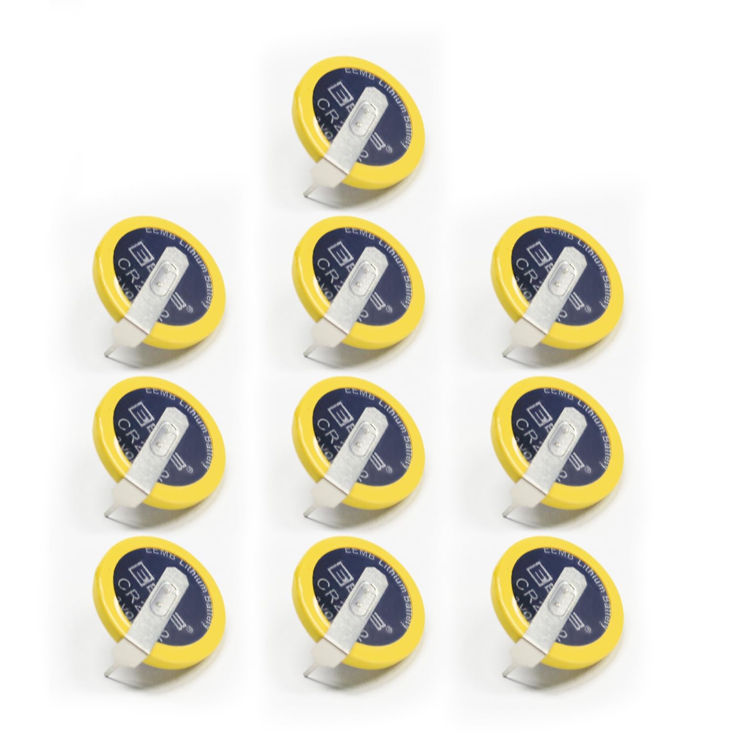EEMB 10-Pack Tabbed CR2032 Battery CR2032 3V Lithium Battery with Solder Tabs 2032 Coin Cell Lithium Batteries for SNES, N64, Gameboy Color Game Replacement