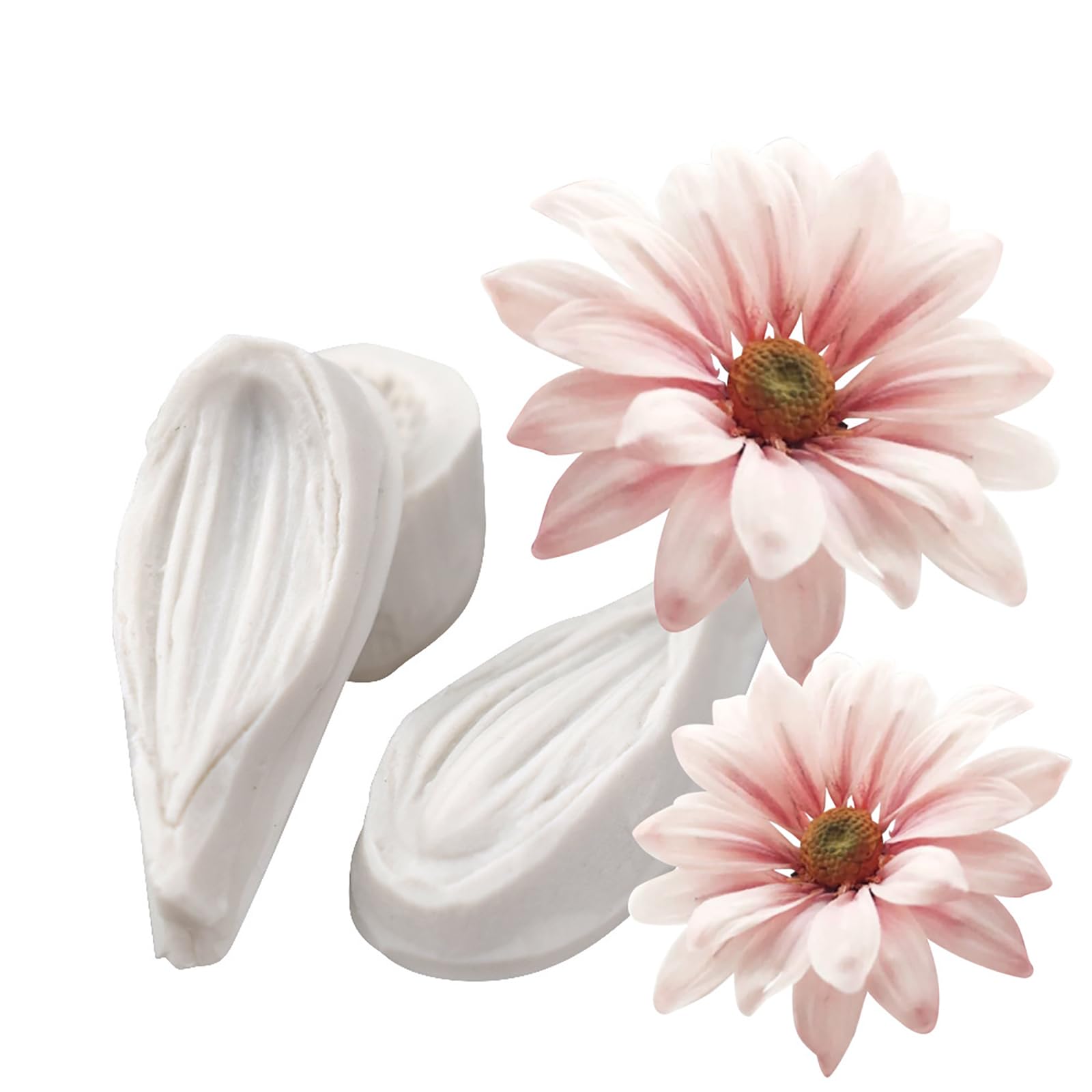 Silicone Daisy Stamen Cake Fondant Mold Sugarcraft Decorating, Chocolate Baking Mould Tool Clay Craft Pastry Flower Petal Veining Cupcake Decor Molds