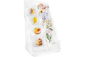 Ofrgie Acrylic Tiered Risers, Sticker Display, Card Table Stand, business brochure Holder With Upgrade anti-slip Clear Customizable Space for Vendors Event Organizer,Portable Display Rack(Small)