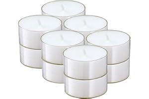 TRIBELLO Clear White Tea Lights Candles - 4.5 Hour Long Burning Unscented Tea Light Candles for Home, Travel, Holiday Events, Relaxation & Emergencies - 12 Pack