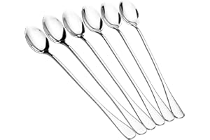 Monfasye Long Handle Spoon 9.5 Inch Iced Cream Spoons Tea Spoon Coffee Stirrers Stainless Steel Soup Spoons Silverware for Co