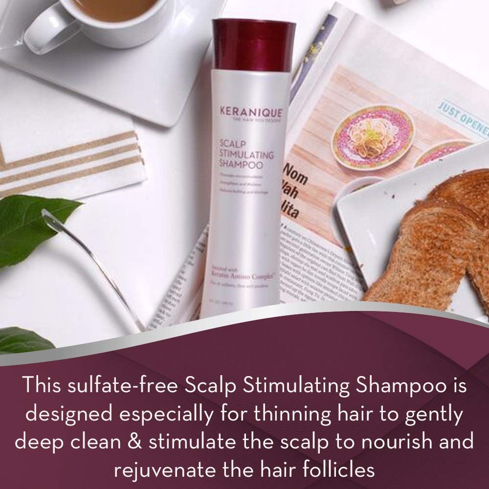 Keranique Scalp Stimulating Keratin Shampoo for Thinning Hair, Hair Regrowth | Keratin Amino Complex, Free of Sulfates, Dyes and Parabens, 8 Fl Oz: Beauty