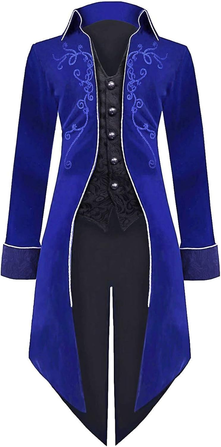 Medieval Steampunk Tailcoat Halloween Costumes for Men, Renaissance