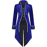 Medieval Steampunk Tailcoat Halloween Costumes for Men, Renaissance Pirate Vampire Gothic Jackets Vintage Warlock Frock Coat