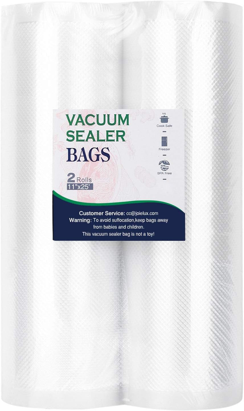 Nuovoware 8.7" x 25' Vacuum Sealer Bags Rolls, [2 Pack] Commercial Grade Kitchen Food Storage Saver Compatible with Food Saver and Sous Vide Bags (50 Feet Total) - Clear