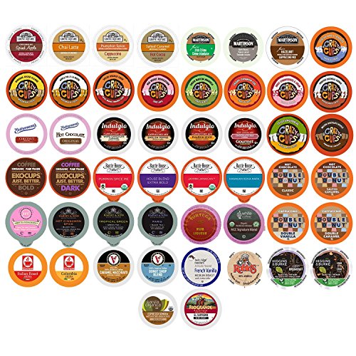 Coffee, Tea, Cider, Cappuccino and Hot Chocolate Single Serve Cups For Keurig K Cup Brewers Variety Pack Sampler, 50 Count