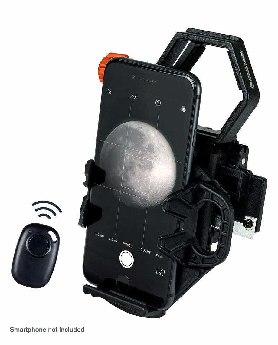 Celestron – NexGO DX – Universal Smartphone Adapter for Telescope, Binoculars & Spotting Scopes – 2-Axis Precision Alignment – Capture Images & Video Through Your Optics – Includes Bluetooth Remote