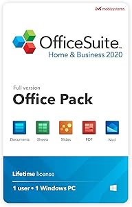 OfficeSuite Home & Business 2020 – Lifetime license – Compatible with Microsoft® Office Word®, Excel® & PowerPoint® and Adobe® PDF for 1 Windows PC or laptop