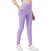 Zaclotre Girls Fleece Lined Leggings Warm Winter Running Tights for Kids High Waist Athletic Yoga Pants with Pockets