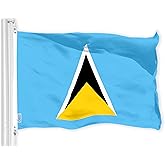 G128 Saint Lucia Saint Lucian Flag | 3x5 Ft | LiteWeave Pro Series Printed 150D Polyester | Country Flag, Indoor/Outdoor, Vibrant Colors, Brass Grommets, Thicker and More Durable Than 100D 75D Poly
