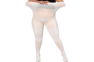 DORALLURE Oversize Plus Size Tights for Women, Solid Color Soft Footed High Waist Pantyhose