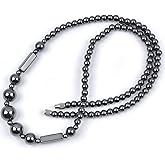 HAAMIIQII Healing Crystal Black Hematite Beaded Necklace Natural Stone Beads Necklace with Clasp Handmade Gemstone Necklace Triple Protection Jewelry Gifts for Women Stress Relief, Balance