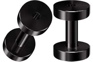 BIG GAUGES Pair of 316L Surgical Steel Black Anodized Screw-fit Piercing Jewelry Ear Stretching Lobe Plugs flesh Tunnel Earring