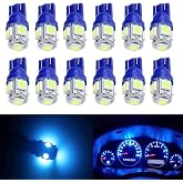 BlyilyB 12-Pack Ice Blue Replacement Stock # 194 T10 168 2825 W5W 175 158 Bulb 5050 5 SMD LED Light 12V Car Interior Lighting For Map Dome Lamp Courtesy Trunk License Plate Dashboard Parking Lights