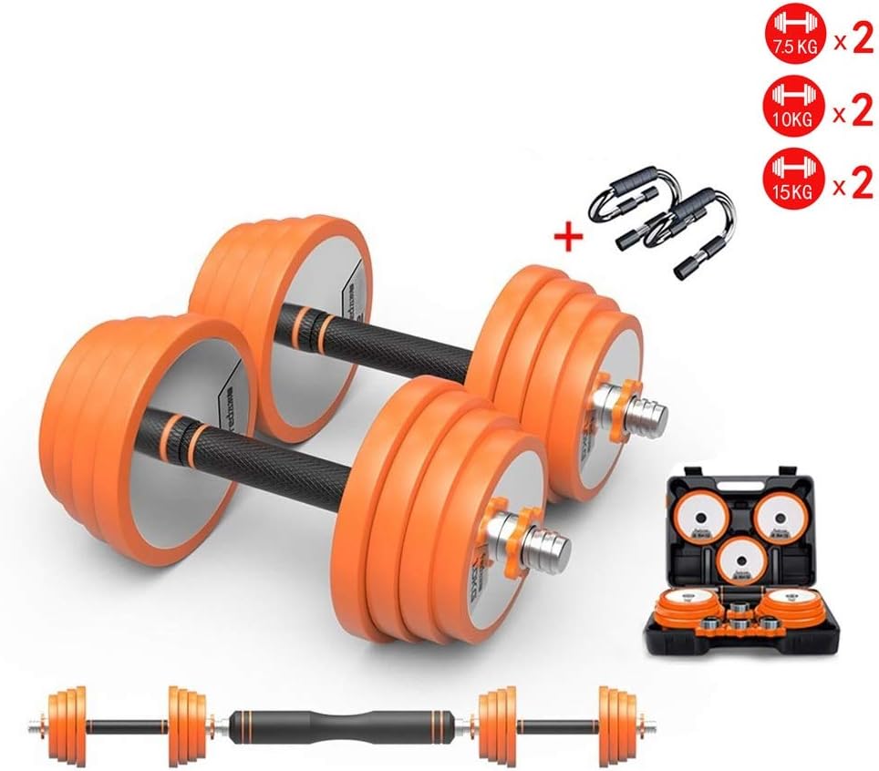 Heclong Dumbbells Set Large Dumb Bells Barbell Strength Weight Iron 10KG 20Kg 30GK Adjustable Body Building，Gym Work Out Training Orange