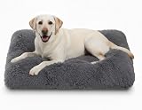 Jaspuriea Large Dog Bed 105x70x10 cm Calming Plush Crate Mattress Dark Grey view 1