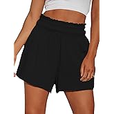 CUPSHE Women Pants Smocked Paperbag Waist Shorts Loose Fit Pant Wide Leg Casual Beach