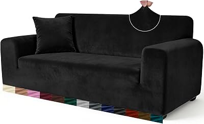 Yeahmart Thick Velvet Sofa Cover 1 Seater Premium Stretch Armchair Slipcover
