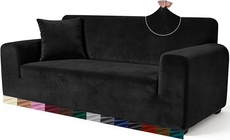 Yeahmart Thick Velvet Sofa Cover 2 Seater Premium Stretch Loveseat Slipcover