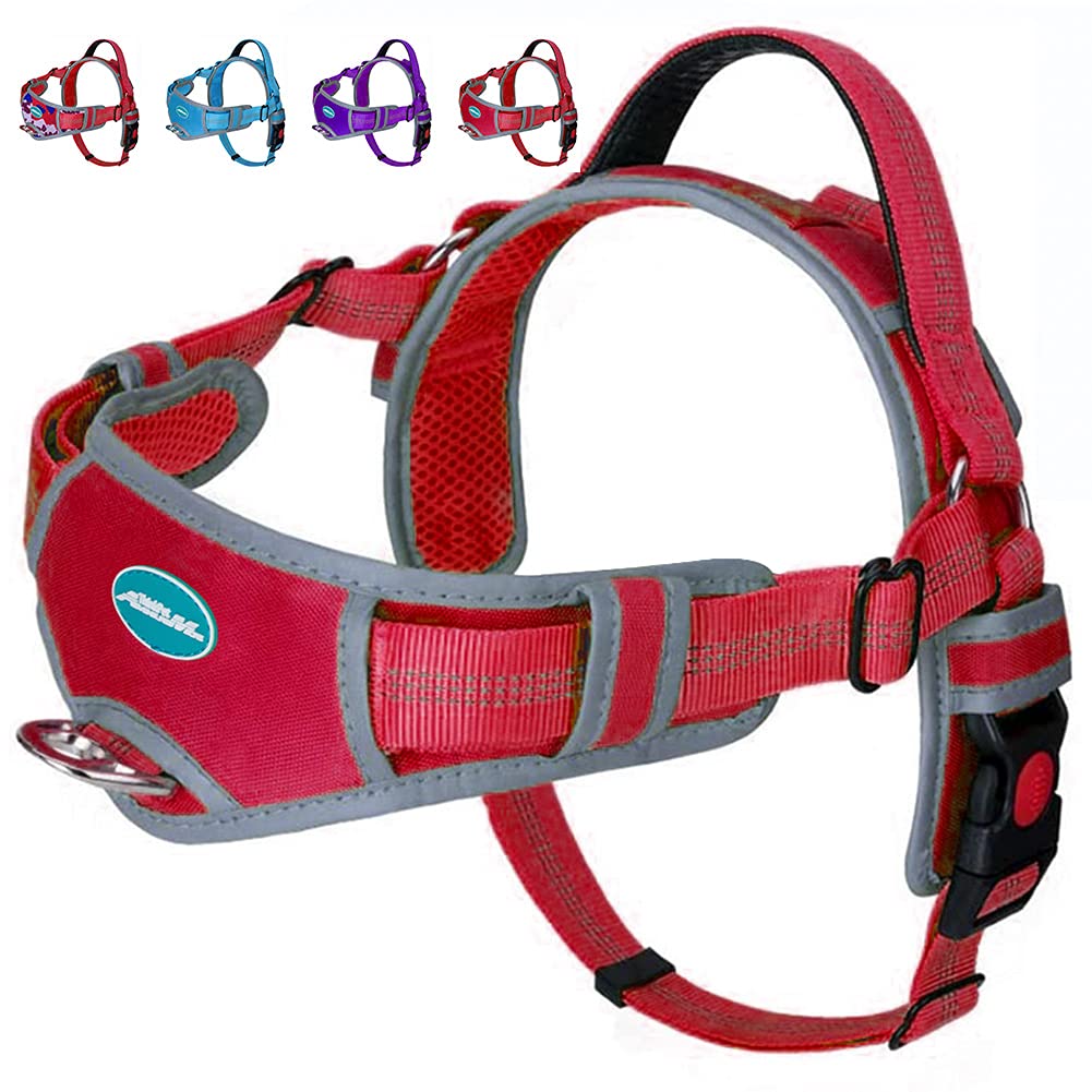 ThinkPet Dog Vest Harness with Handle for Large Medium dogs No Pull No Escape Pet Halter Black Front Clip Sport Harness for Dogs Walking Harness Heavy Duty Reflective Comfortable Padded Dog Harness