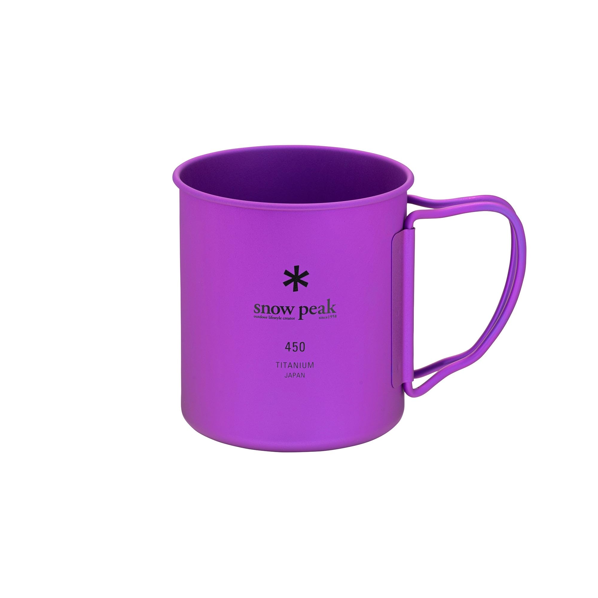 Snow Peak Titanium Single Wall 450 Cup, Purple, Lightweight, Compact & Durable Mug for Backpacking, Camping & Outdoors