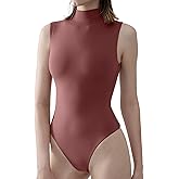 PUMIEY Women's Mock Turtle Neck Sleeveless Bodysuit Sexy Tank Tops Sharp Collection