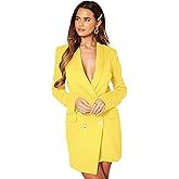 UNIQUE 21 Women Luxe Stain Breasted Asymmetric Blazer Dress - Ladies Elegant Casual Work Office Events Blazer Dresses