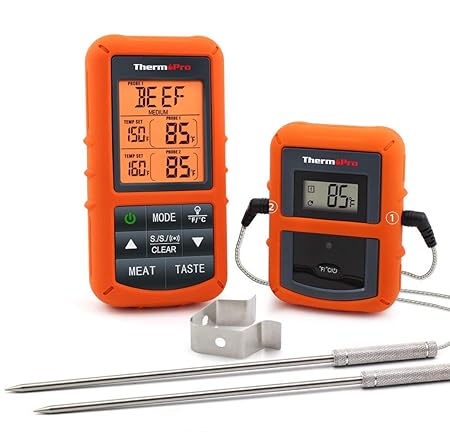 ThermoPro Digitales Funk-Grill-Bratenthermometer Grillthermometer Ofenthermometer BBQ Wireless Thermometer mit 2 Temperaturfü