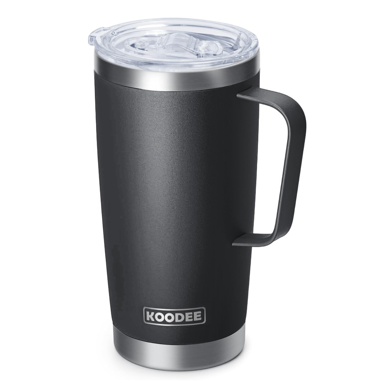 Photo 1 of koodee 20 oz Insulated Coffee Mug with Lid and Handle, Stainless Steel Double Wall Vacuum Camping Mug Travel Coffee Tumbler (Black)