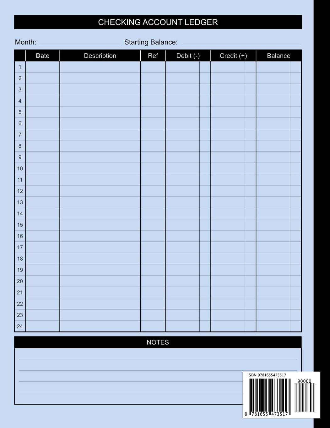 Checking Account Ledger: Check and Debit Card Register 100 Pages 2,400 Entry Lines Total: Size = 8.5 x 11 Inches