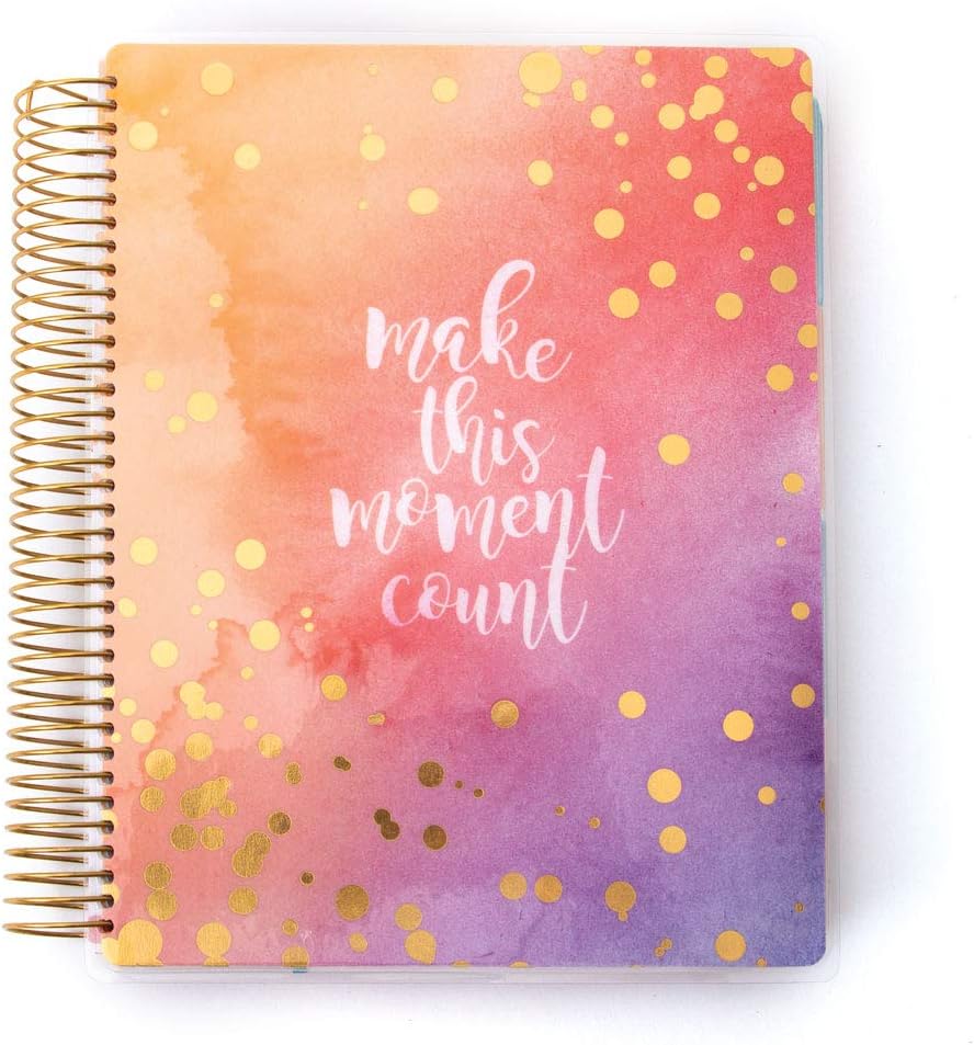 Paper House Productions PL0018 Watercolor Make This Moment Count 18 Month Planner, Undated Laminated Cover
