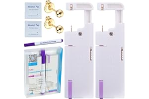 Firstomato 2PCS Disposable Ear Piercing Kit Ear Piercing Gun Self Use Ear Piercings Kit Cartilage Piercing Gun with Hypoallergenic Earrings(3mm Ball,24kt Gold)