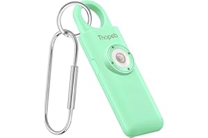Thopeb–Safety Sound Personal Alarm– Personal Safety Alarm for Womne– Extra Loud Siren, Strobe SOS LED Light– Rechargeable – Self Defense Keychain for College Essentials (Pale Green)