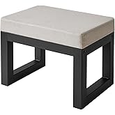 IBUYKE 16 Inch Small Foot Stool Ottoman, Rectangle Linen Foot Rest with Padded Seat and Metal Legs, Modern Ottoman Foot Rest 