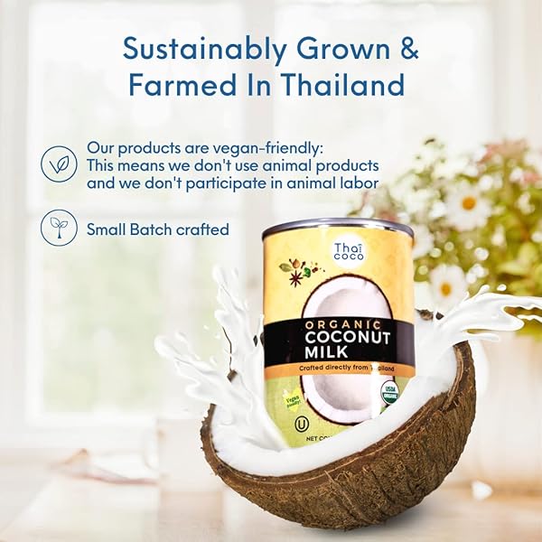 THAI COCO – ORGANIC COCONUT MILK FULL FAT UNSWEETENED – 14 FL. OZ. 6 PK