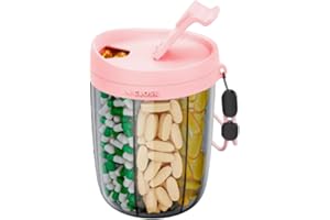 1PCS Pill Box Case Supplement Organizer with Anti-Mixing Wide Opening Desig Holds 6 Various Vitamins Pills