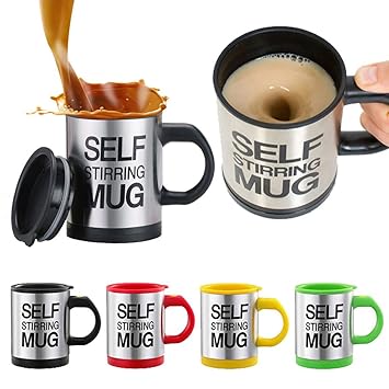Self Stirring Mug Stainless Steel Coffee Mug (Multicolour)