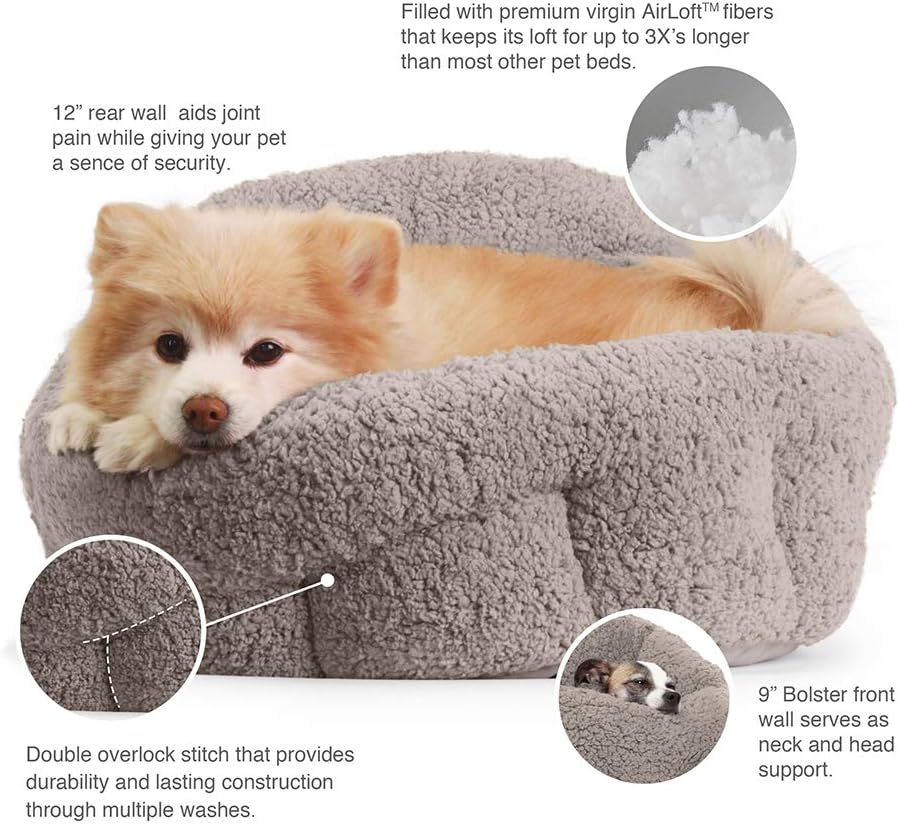 Best Friends by Sheri OrthoComfort Deep Dish Cuddler (19x17x12") - Self-Warming Cat and Dog Bed, Gray : Pet Supplies
