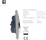 Trendi Switch 2 Gang 13A Plug Socket Steel ART-SKT213L Screwless Faceplate view 4