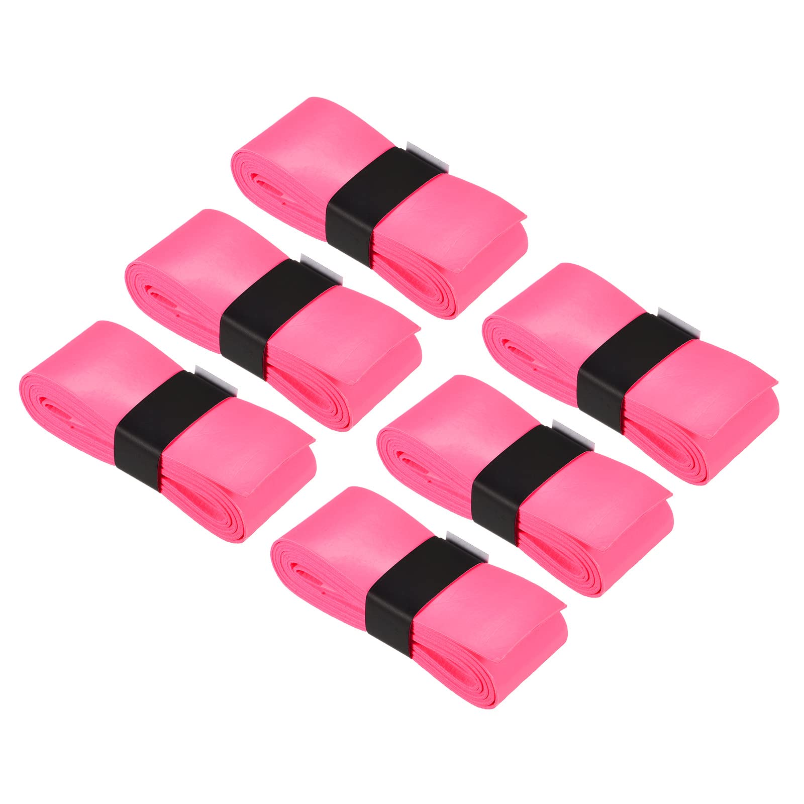 PATIKIL 43.3" Tennis Racket Grip Tape with Hole, 6 Pack PU Overgrip Stretchy Non-Slip Absorb Sweat for Badminton Fishing Rod, Pink
