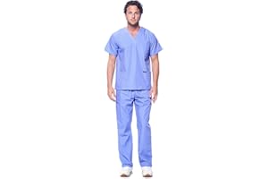DAGACCI MEDICAL UNIFORM Dagacci Scrubs for Men Set - V-Neck Scrub Top and Cargo Pants - 8 Pockets Men Scrubs Set